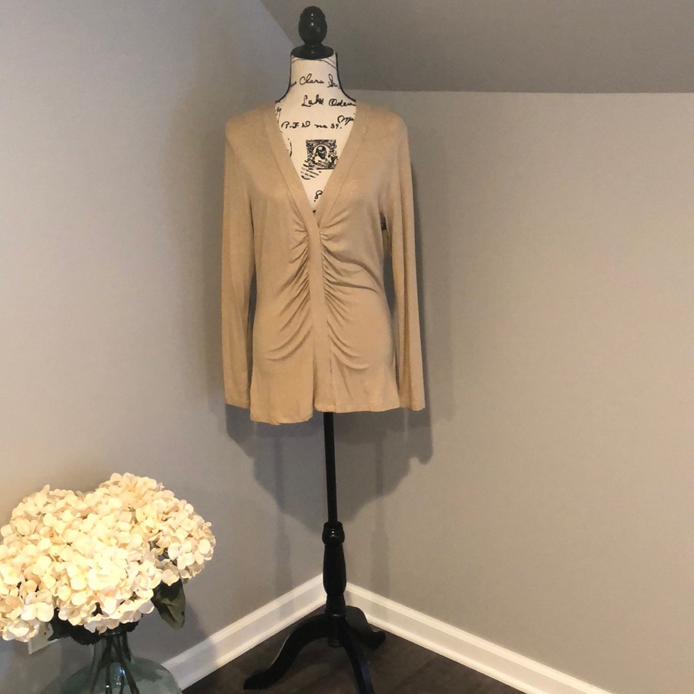 NWOT New York and Company gold shimmer shirt